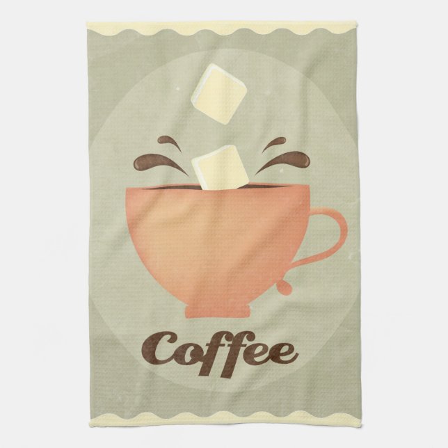 Coffee cup illustration towel (Vertical)