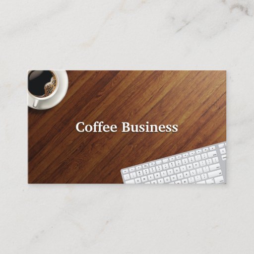 Customizable Coffee Cup Wood Background Coffee Business Card