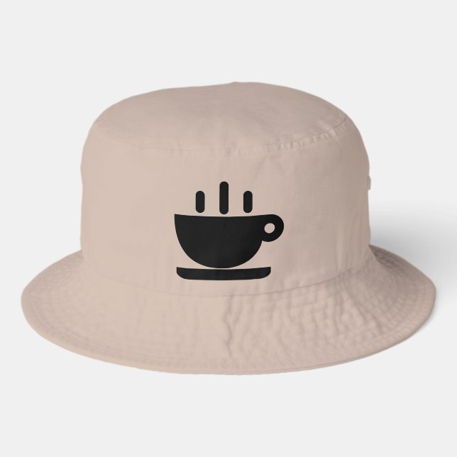 Coffee Cup Khaki Bucket Hat (Front)