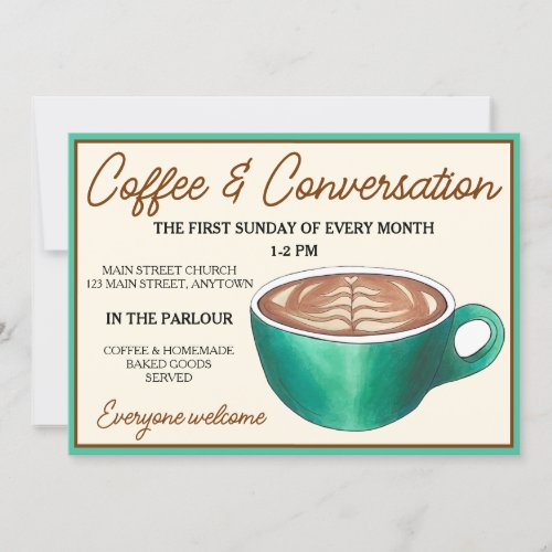 Coffee Cup Klatch Conversation Church Social Hour Invitation