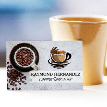 Coffee Cup Logo | Beans Business Card by lovely_businesscards at Zazzle