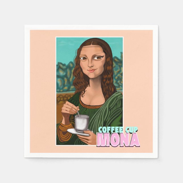 Coffee Cup Mona Art Napkins (Front)