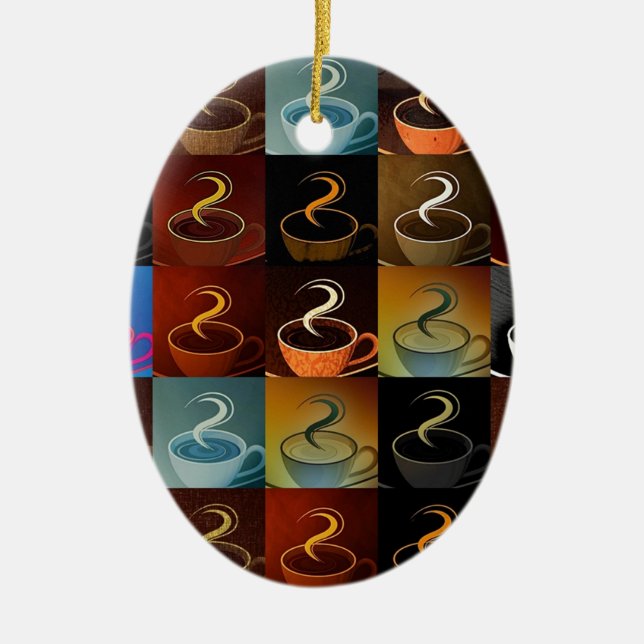 coffee cup montage ceramic ornament (Front)