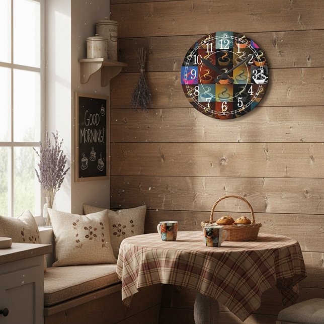 coffee cup montage round clock (Creator Uploaded)