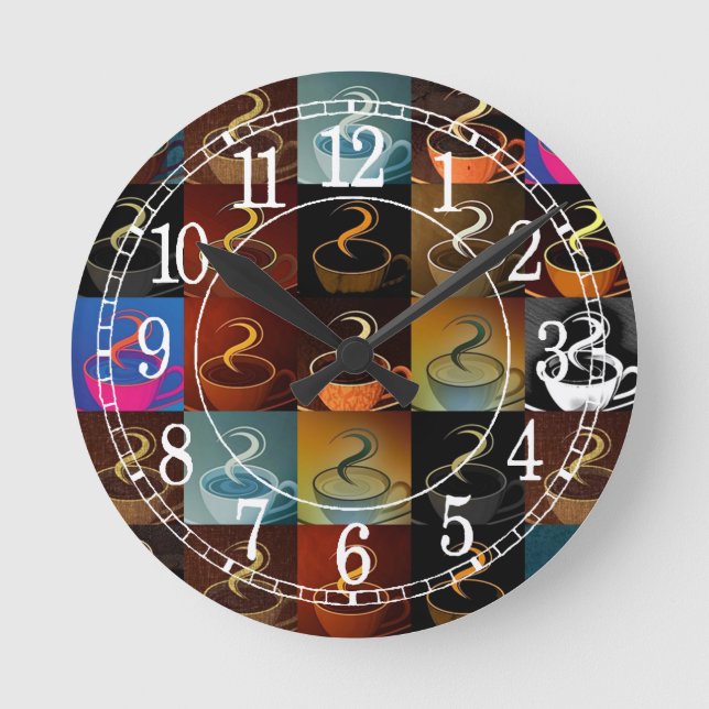 coffee cup montage round clock (Front)