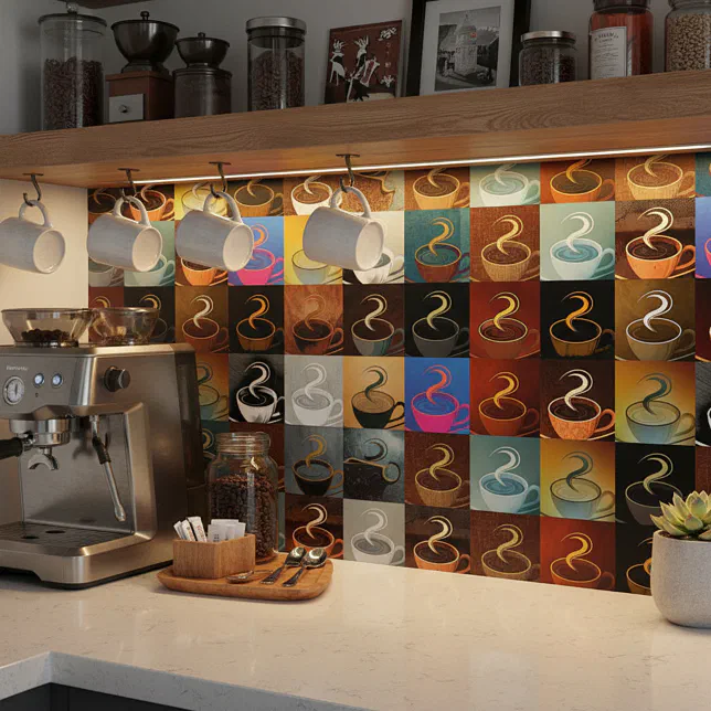 coffee cup montage tile | Zazzle