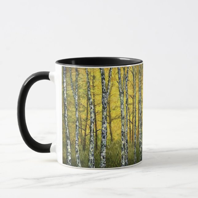 Coffee Cup Mug - Acadia Forest Birch Trees (Left)