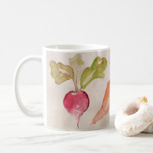 Coffee Cup Mug - Watercolor Radish, Carrot, Beet