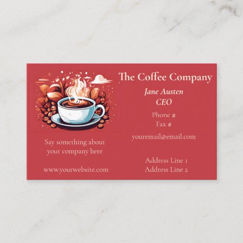 Coffee Cup on Red Roaster Grower Sales Shop Business Card