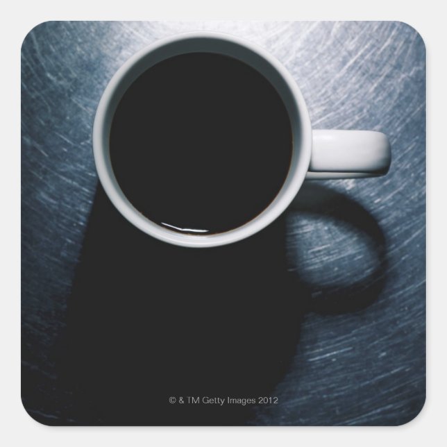 Coffee Cup on Stainless Steel Square Sticker (Front)