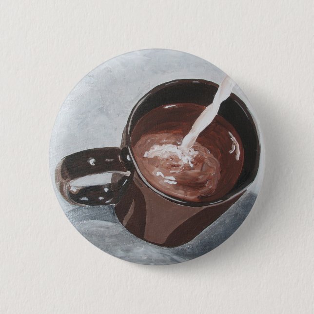 Coffee Cup Painting Button - Silver and Gold (Front)