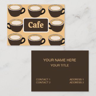 Coffee Cup Pattern Cafe Business Card