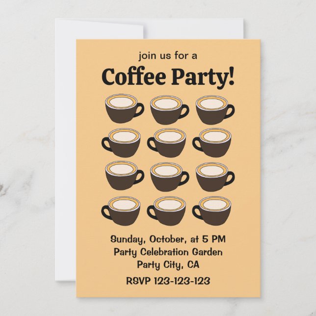 Coffee Cup Pattern Coffee Party Invitation (Front)