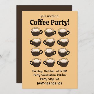 Coffee Cup Pattern Coffee Party Invitation