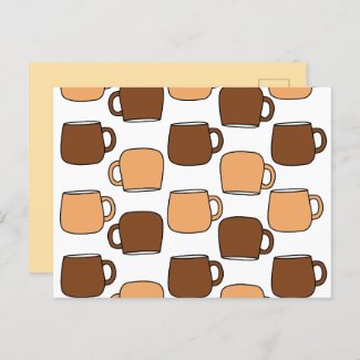 Coffee Cup Pattern Postcard