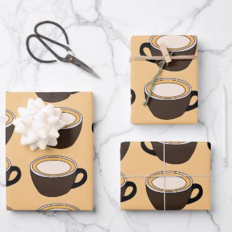 Coffee Cup Pattern Wrapping Paper Sheets
