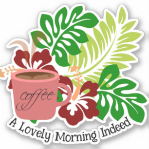 Coffee Cup Pink Lovely Morning Indeed Sticker