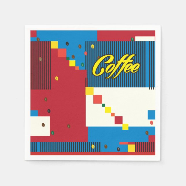 "Coffee Cup" Pop Art Trendy Stylish Illustration Napkins (Front)