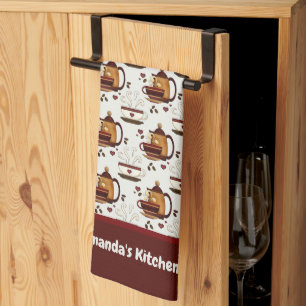 Coffee Cup & Pot Pattern Kitchen Towel