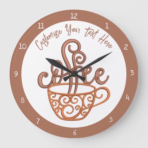 Coffee Cup Quote Kitchen Dining Room Personalize Large Clock
