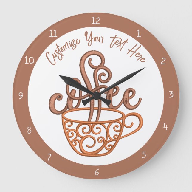 Coffee Cup Quote Kitchen Dining Room Personalize Large Clock (Front)
