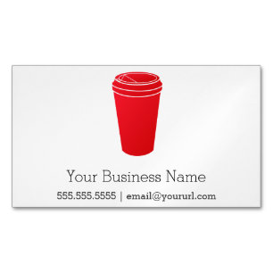 Coffee Cup Red (Paper To-Go) Business Card Magnet