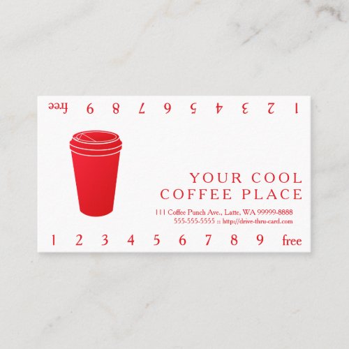 Coffee Cup Red Paper To_Go Loyalty Card