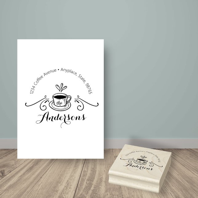 Coffee Cup Return Address Rubber Stamp (Creator Uploaded)