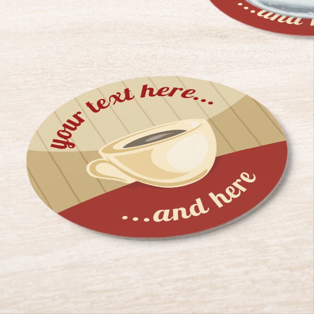 Coffee cup round paper coaster (Angled)