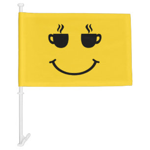 Coffee Cup Smile Car Flag