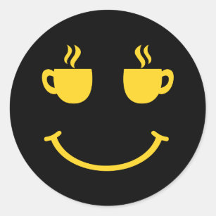 Coffee Cup Smile Classic Round Sticker