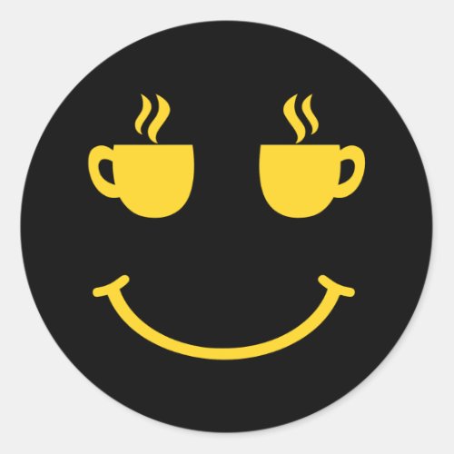 Coffee Cup Smile Classic Round Sticker