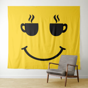 Coffee Cup Smile Tapestry