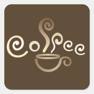 Coffee cup square sticker