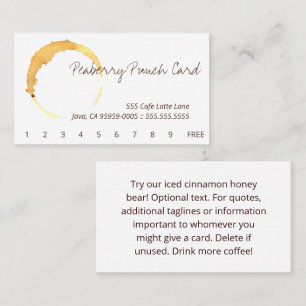 Coffee Cup Stain Circle Drink Punch Card