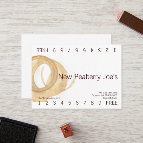 Coffee Cup Stain Loyalty Punch Card Business Cards