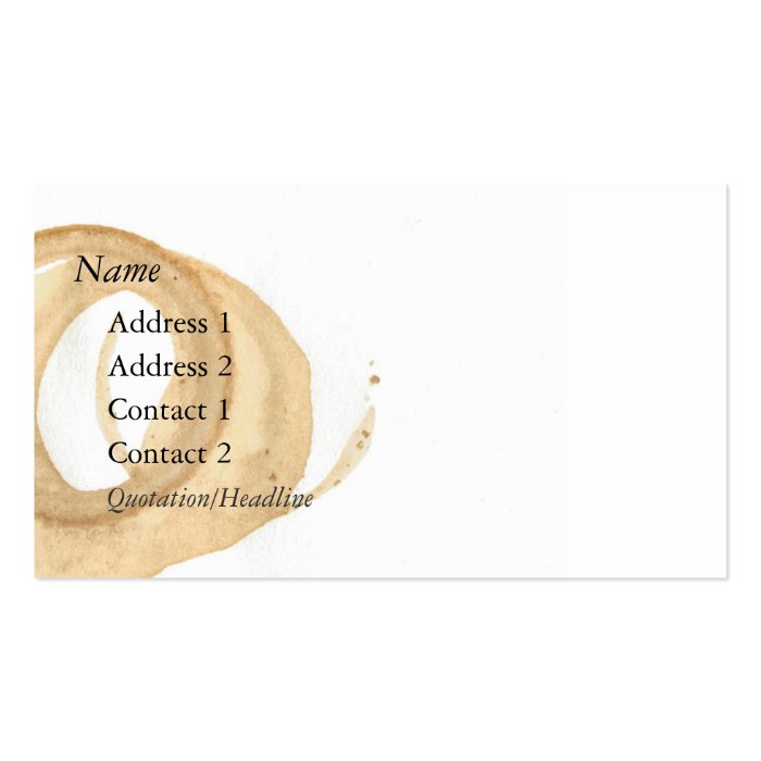 Coffee Cup Stain Standard Business Card Template