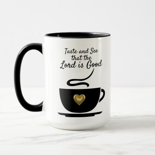 Coffee Cup Steam Gold Heart Lord is Good Mug