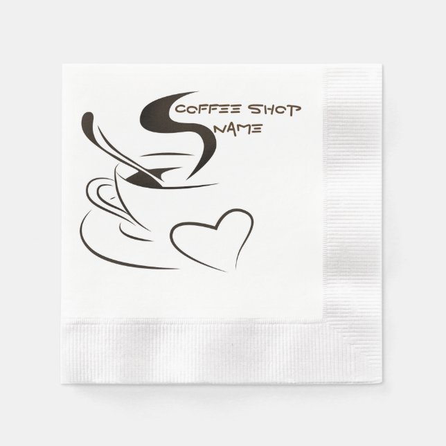 Coffee cup steaming barista design paper napkins (Front)