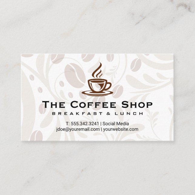 Coffee Cup Steaming Business Card (Front)