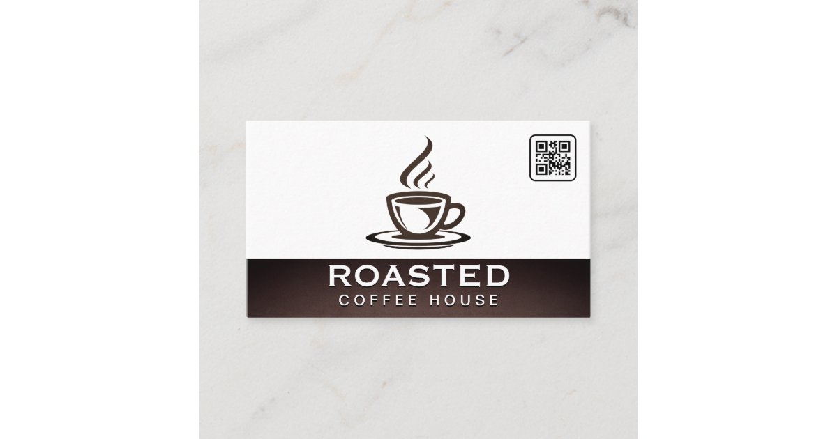 Coffee Cup Steaming QR Code Business Card Zazzle