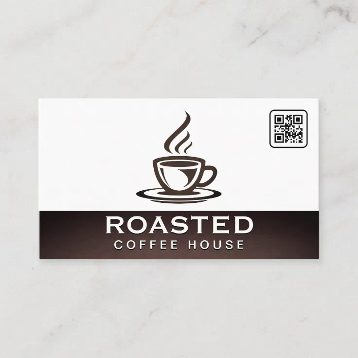 Coffee Cup Steaming QR Code Business Card Zazzle
