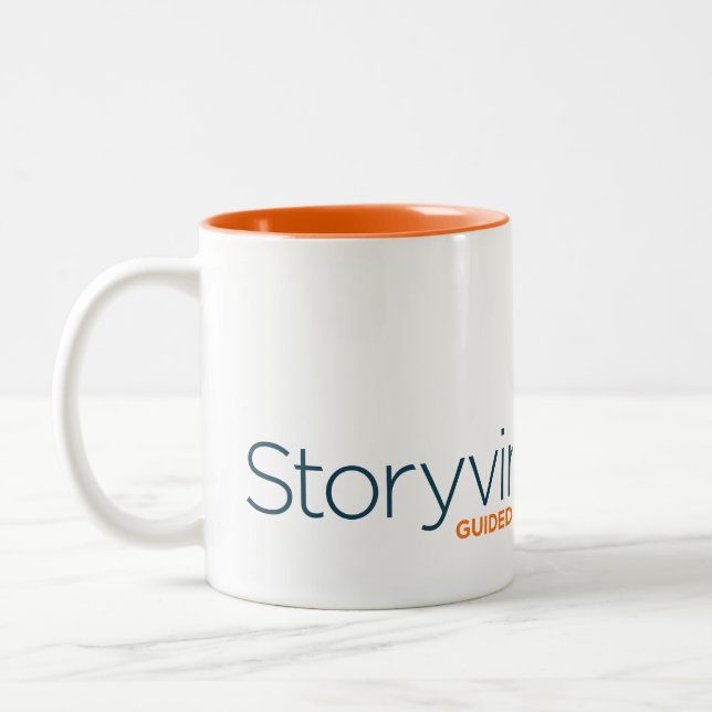COFFEE CUP - Storyvine White/Orange Mug (Left)