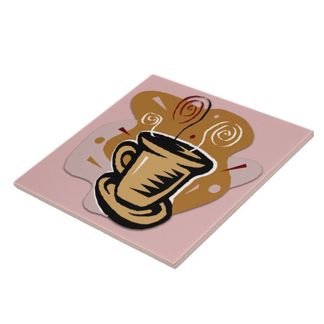 Coffee Cup - Swirl Design Tile/Trivet Ceramic Tile (Side)