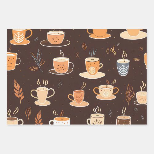 Coffee Cup Theme Wrapping Paper