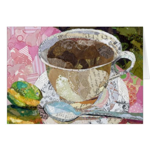Coffee Cup Torn Paper Painting collage art