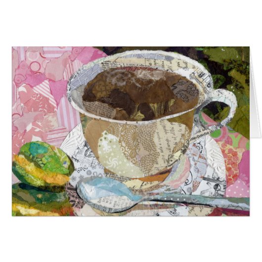 Coffee Cup Torn Paper Painting collage art Cards (Front Horizontal)