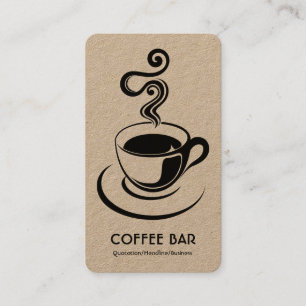 Coffee Cup Vertical - Black on White (Gold) Business Card