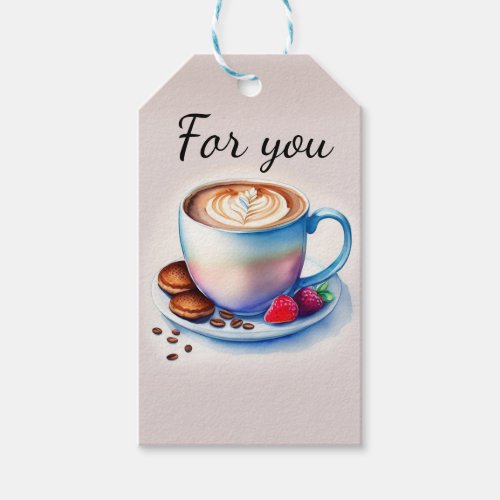 coffee cup watercolor gift tags