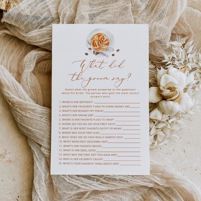 Coffee cup What did the groom say bridal shower (Creator Uploaded)